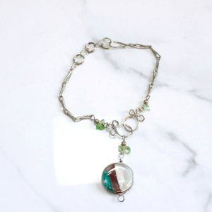 Round Pendant Silver Bracelet